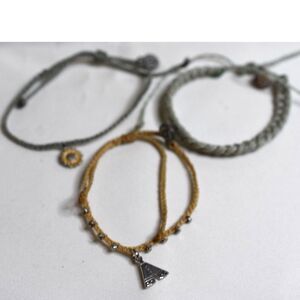 Pura Vida 3 Woven Blue/Tan String Adj. Charm 5"-10" Unisex Casual Bracelets